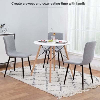 Mahmayi HYDC058 Grey Dining Chair for Kitchen & Living Room - Ergonomic, Stylish Fabric Cushioned Seating with Metal Tube & Wood Color, Sturdy & Comfortable