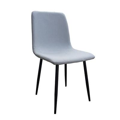 Mahmayi HYDC058 Grey Dining Chair for Kitchen & Living Room - Ergonomic, Stylish Fabric Cushioned Seating with Metal Tube & Wood Color, Sturdy & Comfortable