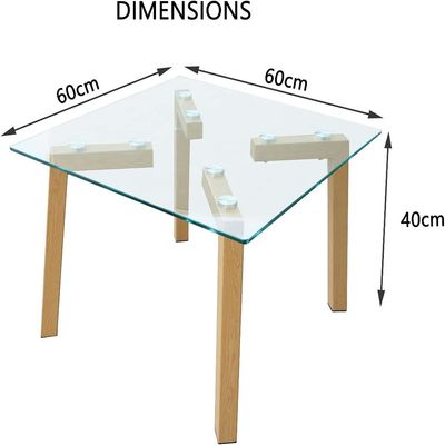 Mahmayi HYCT12-60 Glass Coffee Table - Stylish Centerpiece for Living Rooms, Tempered Glass Top, Modern Home Furniture for Elegant Decor and Functional Display (60cm, Set of 1)