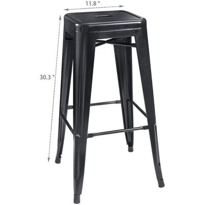 Mahmayi HYX504 Metal Stackable Bar-Home Kitchen Stool - Black