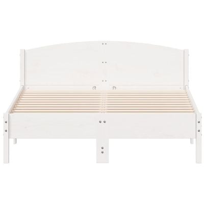 Bed Frame with Headboard White 140x200 cm Solid Wood Pine