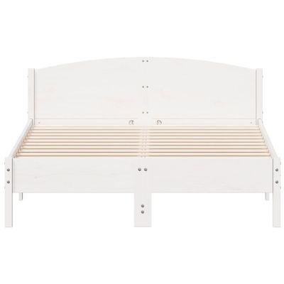 Bed Frame with Headboard White 140x200 cm Solid Wood Pine