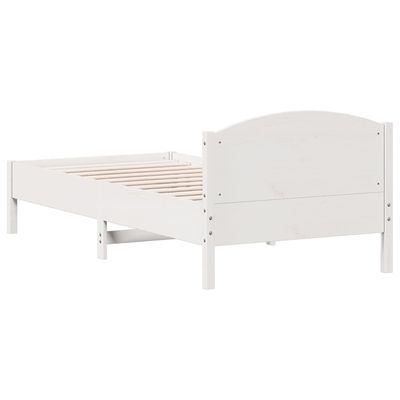 Bed Frame with Headboard White 90x200 cm Solid Wood Pine