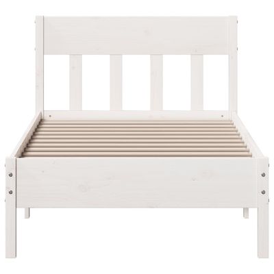 Bed Frame with Headboard White 90x200 cm Solid Wood Pine