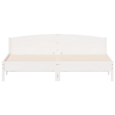 Bed Frame with Headboard White 200x200 cm Solid Wood Pine