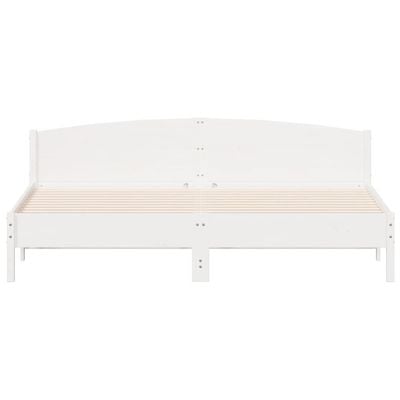 Bed Frame with Headboard White 180x200 cm Super King Solid Wood Pine