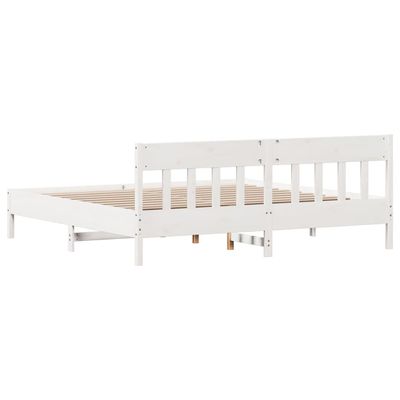 Bed Frame with Headboard White 200x200 cm Solid Wood Pine