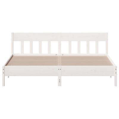 Bed Frame with Headboard White 200x200 cm Solid Wood Pine