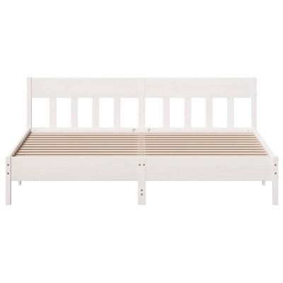 Bed Frame with Headboard White 180x200 cm Super King Solid Wood Pine