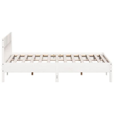 Bed Frame with Headboard White 180x200 cm Super King Solid Wood Pine