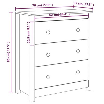 Sideboard 70x35x80 cm Solid Wood Pine