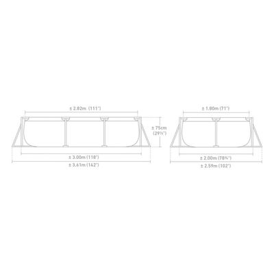  Intex Oasis Steel Frame Rectangular above ground Pool without pump (3 x 2 x 0.75 m)