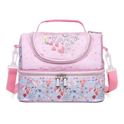 Eazy Kids Dual Compartment Lunch Bag Love - Pink