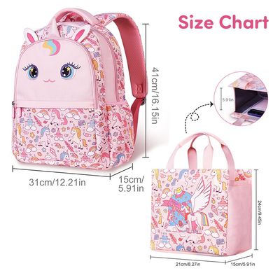 Nohoo Kids 16 Inch School Bag with Handbag Combo Unicorn - Pink