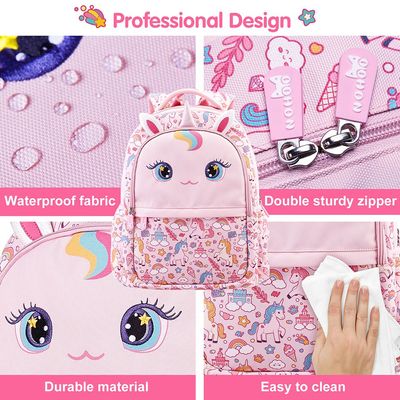 Nohoo Kids 16 Inch School Bag with Handbag Combo Unicorn - Pink