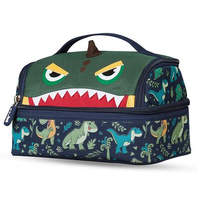 Nohoo Kids 16 Inch School Bag with Lunch Bag Combo Dino - Green