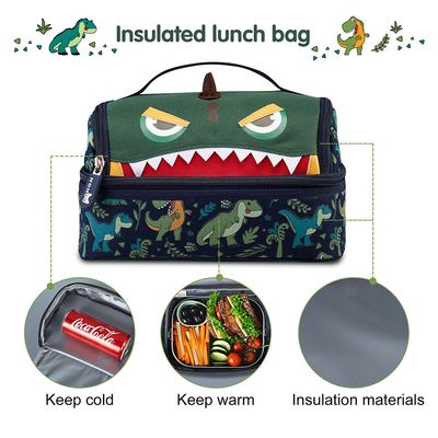 Nohoo Kids 16 Inch School Bag with Lunch Bag Combo Dino - Green