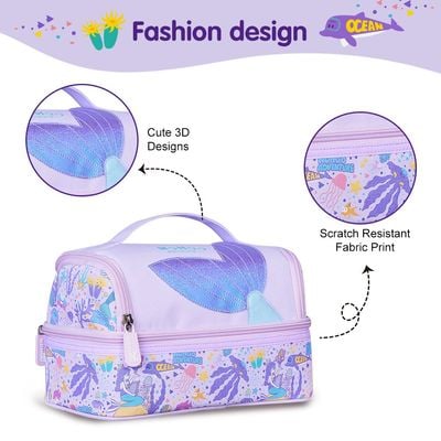 Nohoo Kids 16 Inch School Bag with Lunch Bag Combo Mermaid - Purple