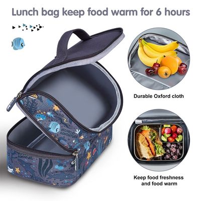 Nohoo Kids 16 Inch School Bag with Lunch Bag Combo Shark - Grey