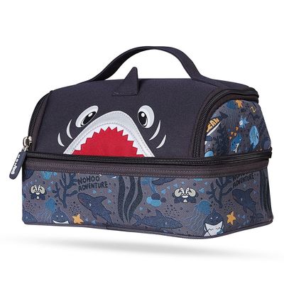 Nohoo Kids 16 Inch School Bag with Lunch Bag Combo Shark - Grey