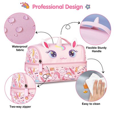 Nohoo Kids 16 Inch School Bag with Lunch Bag Combo Unicorn - Pink