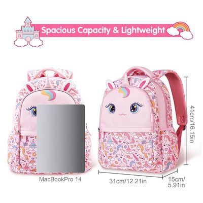 Nohoo Kids 16 Inch School Bag with Lunch Bag Combo Unicorn - Pink