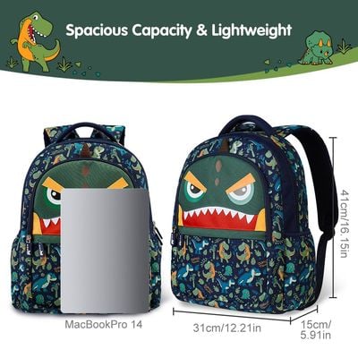 Nohoo Kids 16 Inch School Bag with Pencil Case Combo Dino - Green