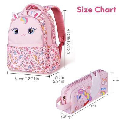 Nohoo Kids 16 Inch School Bag with Pencil Case Combo Unicorn - Pink