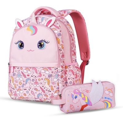 Nohoo Kids 16 Inch School Bag with Pencil Case Combo Unicorn - Pink