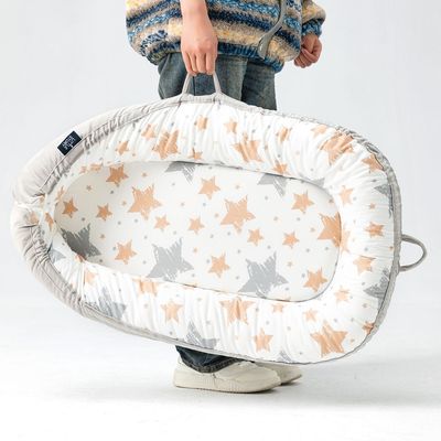 Little Story Soft Breathable Fiberfill Newborn Lounger Bed - Galaxy Grey