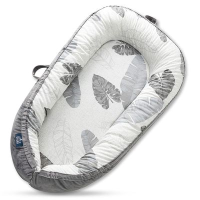 Little Story Soft Breathable Fiberfill Newborn Lounger Bed - Feather Grey