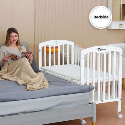 TEKNUM - 4in1 Wooden Bed Side w/ Storage and Height Adjustments - White