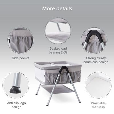 Teknum FELLOW 2 Twin Bedside Crib Bassinet - Grey