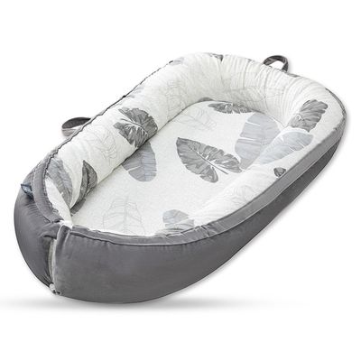 Little Story fiberfill Lounger Bed w/Feeding Pillow - Leaves