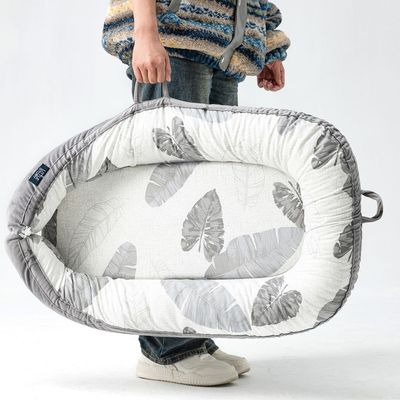 Little Story fiberfill Lounger Bed w/Feeding Pillow - Leaves