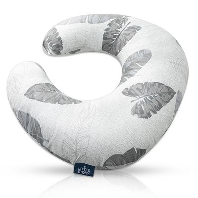 Little Story fiberfill Lounger Bed w/Feeding Pillow - Leaves