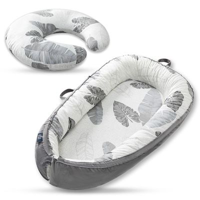 Little Story fiberfill Lounger Bed w/Feeding Pillow - Leaves