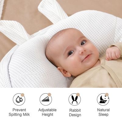 Sunveno Portable Baby Anti - spill Milk U Shape Pillow with Slope pad and Hip Pillow - White