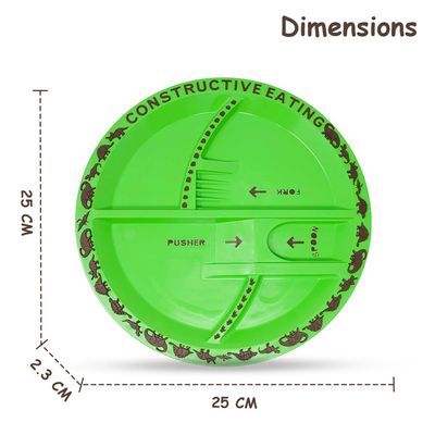 Eazy Kids Eating Plate - Dinosaur Green