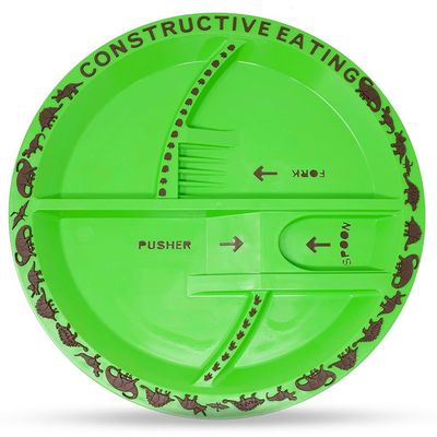 Eazy Kids Eating Plate - Dinosaur Green