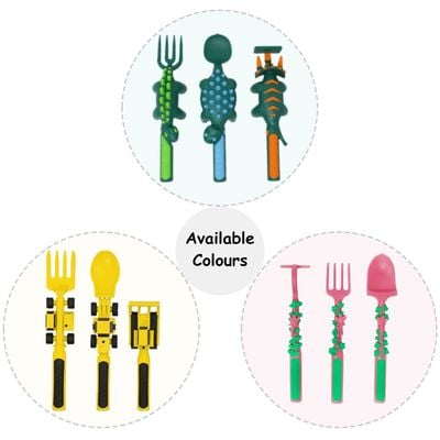 Eazy Kids Spoon, Fork & Pusher - Pink, Gardening, 3Pcs