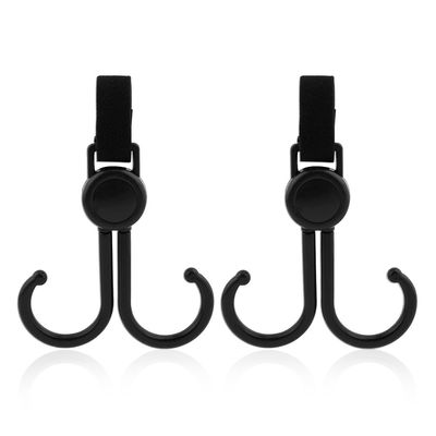 Sunveno 360° Rotatable and Adjustable Velcro Strap Universal Multipurpose Stroller Hooks (2Pcs)