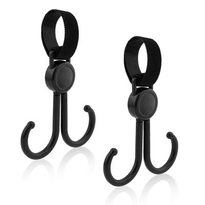 Sunveno 360° Rotatable and Adjustable Velcro Strap Universal Multipurpose Stroller Hooks (2Pcs)