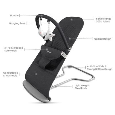 Teknum 3 - Stage Baby Bouncer/ Recliner Seat - Black