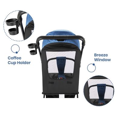 Teknum Travel Cabin Stroller with Coffee Cup Holder - Blue