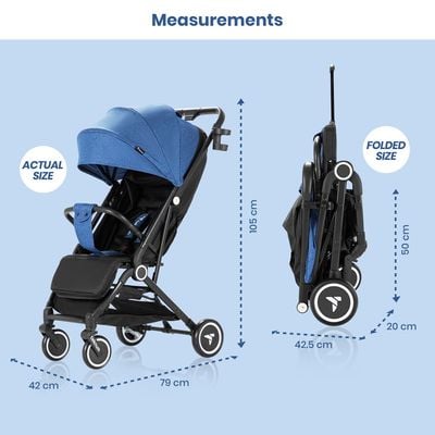 Teknum Travel Cabin Stroller with Coffee Cup Holder - Blue