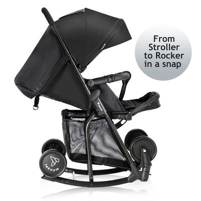 Teknum Stroller with Rocker w/ Green Diaper tote Bag- Black