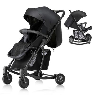 Teknum Stroller with Rocker w/ Green Diaper tote Bag- Black