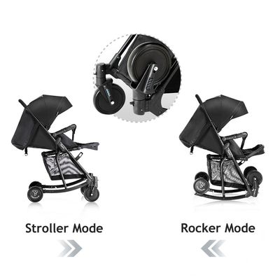 Teknum Stroller With Rocker w/ Blue Diaper tote Bag- Black