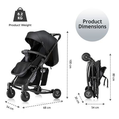 Teknum Stroller With Rocker w/ Pink Diaper tote Bag- Black